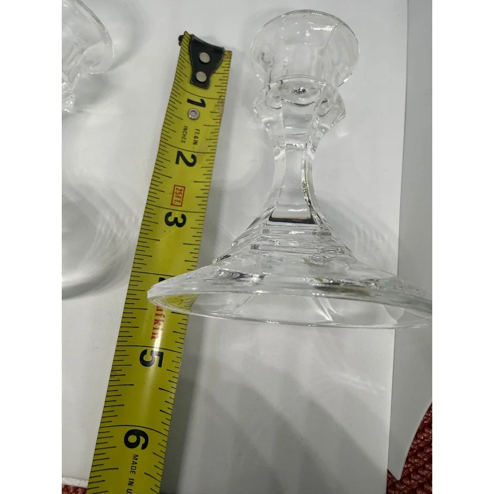 Set of‎ 2 Libbey Glass Crystal Candlesticks Taper Candle Holders